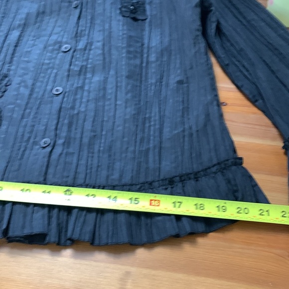 Tango Mango Deep Black, Long Sleeve Party Blouse w Ruffles and Embellishments - Picture 15 of 15